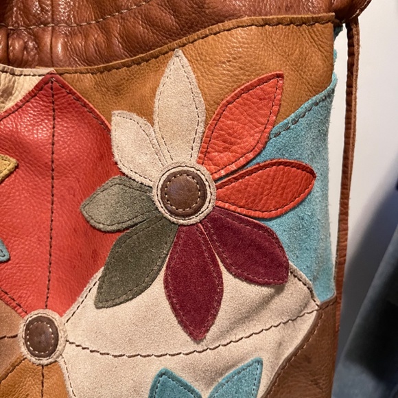 VTG Lucky Band Floral Leather Patchwork Hobo Bag - Picture 11 of 15